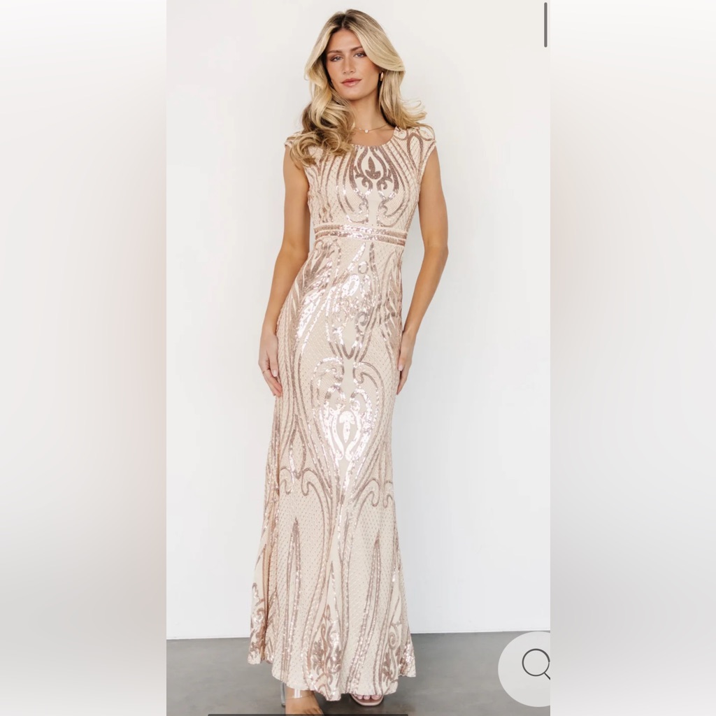 Baltic Born Cream Alessia Sequin Gown